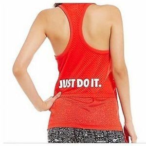 NIKE Women's JUST DO IT Red Mesh Tank Top